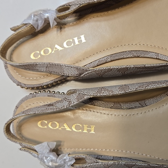Coach Women's Beige Slingback Flats - Picture 2 of 3